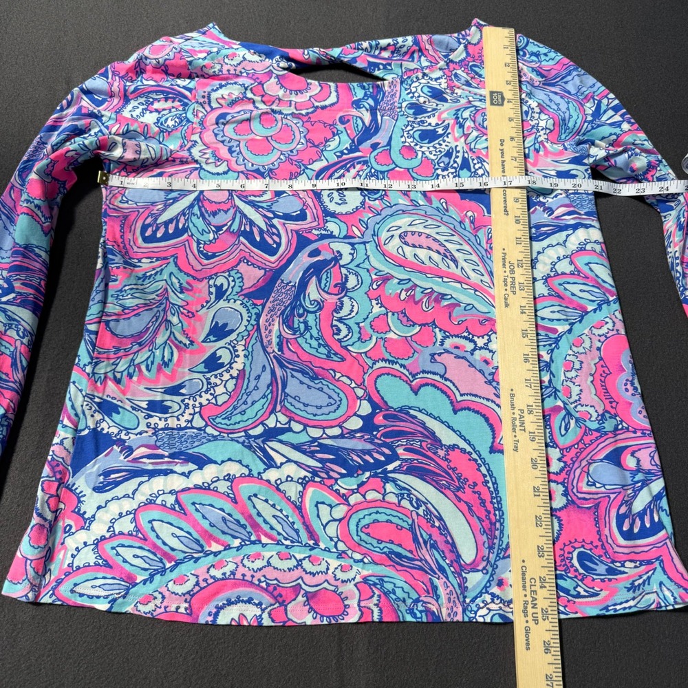 Lilly Pulitzer XL Tristan Paisley Floral Twist Back Long Sleeve Pima Cotton Top - Picture 2 of 9